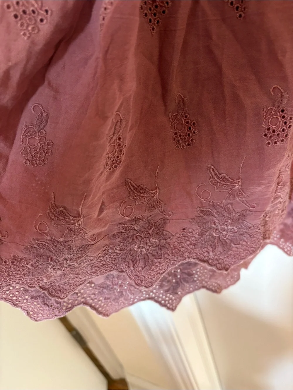 Free People Sweet Streets Dusty Rose Hooded Pullover with Eyelet Skirt